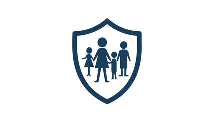 Fototapeta premium Family Safety Shield Icon Outline Art