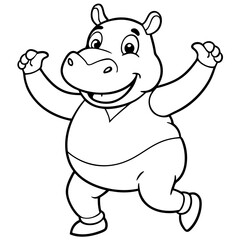 cartoon dancing hippopotamus