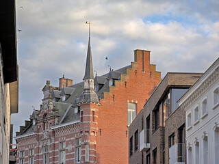 Detail of a Flemish revival style building in Turnhout, Flanders, Belgium 