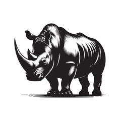 Obraz premium black silhouette rhinoceros illustration