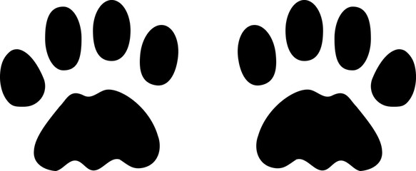 Animal Footprints Silhouette. Repeated pattern trail cat or dog. Shape paw icon isolated on white background © Volodymyr