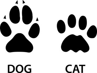 Animal Footprints Silhouette. Repeated pattern trail cat or dog. Shape paw icon isolated on white background © Volodymyr