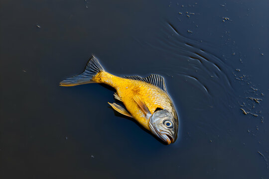 The devastating impact of environmental pollution on aquatic life and ecosystems showcased by a dead fish floating in polluted water