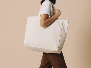 the person holding a tote bag