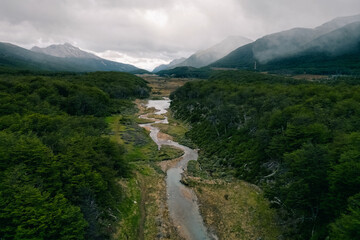 Mountains and Autumn Leaves in Ushuaia, Argentina