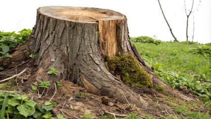 Tree trunk with prominent year rings and a decaying base, nature, natural, tree bark, year rings