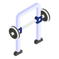 Smith Machine isometric concept, weight machine for training vector icon design, Fitness Wellness symbol, Workout Weightlifting sign, Personal training equipment stock illustration