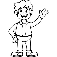 cartoon waving man