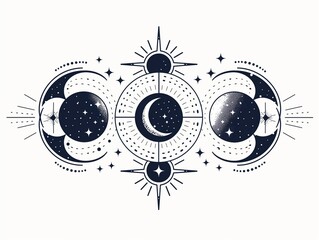 Obraz premium celestial moon phases for astrology and cosmic-themed designs.