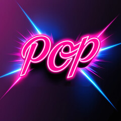 a pink and blue neon sign that says pop.