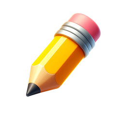 3D Render of Pencil Icon on Transparent Background