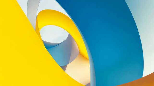 Abstract 3D Render Geometric Video Background with Yellow and Blue Colors, Deepmind