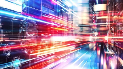 Futuristic technology background showing speed and data flowing - Powered by Adobe