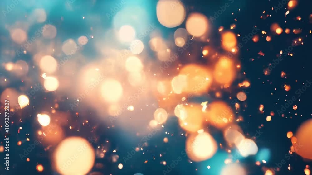 Aufkleber abstract golden bokeh lights floating on a rich teal background, creating a warm and magical visual 