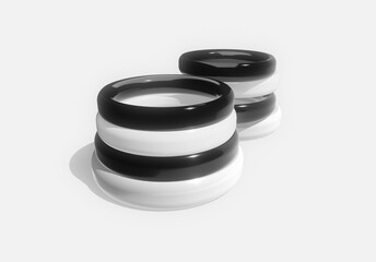 black and white rings