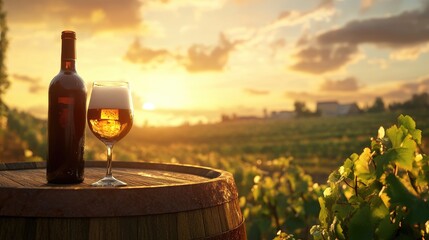 Sunset wine tasting experience vineyard beverage photography scenic landscape outdoor view relaxation concept