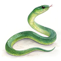 Fototapeta premium Green snake illustration with realistic details