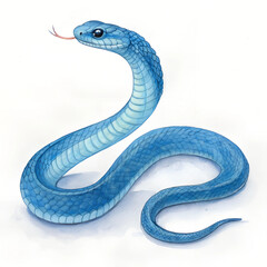Obraz premium Blue snake illustration with intricate scale details