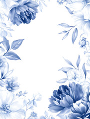 Fototapeta premium Elegant wedding invitation background with a subtle border. Incorporate light navy and royal blue tones in a delicate and refined manner. The design should be classy and understated.
