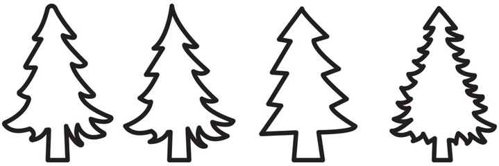 Set of Christmas trees linear vector icon. Set of Christmas trees plants, pine, nature and ecology related vector symbol