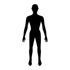 Naked standing fashion woman figure bald silhouette