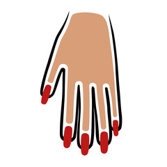 Manicure woman hand template free style top model silhouette, vector illustration isolated on white background