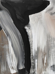 Modern black and beige abstract artwork. Contemporary art. 