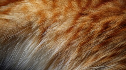 Fototapeta premium Close-up view of a fluffy orange fur texture highlighting soft strands in natural light