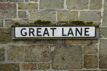 Great Lane vintage road name sign. Destination signage 