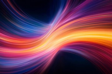 Obraz premium Vibrant abstract light waves in a colorful flow on a dark background, creating dynamic energy.
