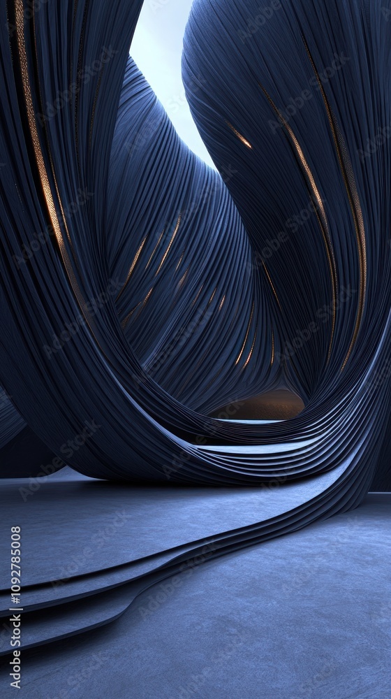 Aufkleber a futuristic, abstract architectural space with flowing lines and soft lighting.