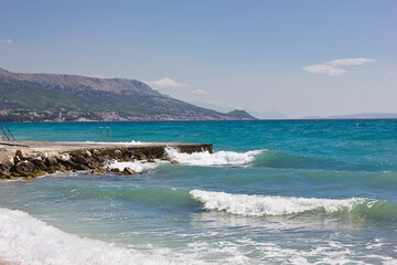 Seascape. Sea coast and waves in close-up