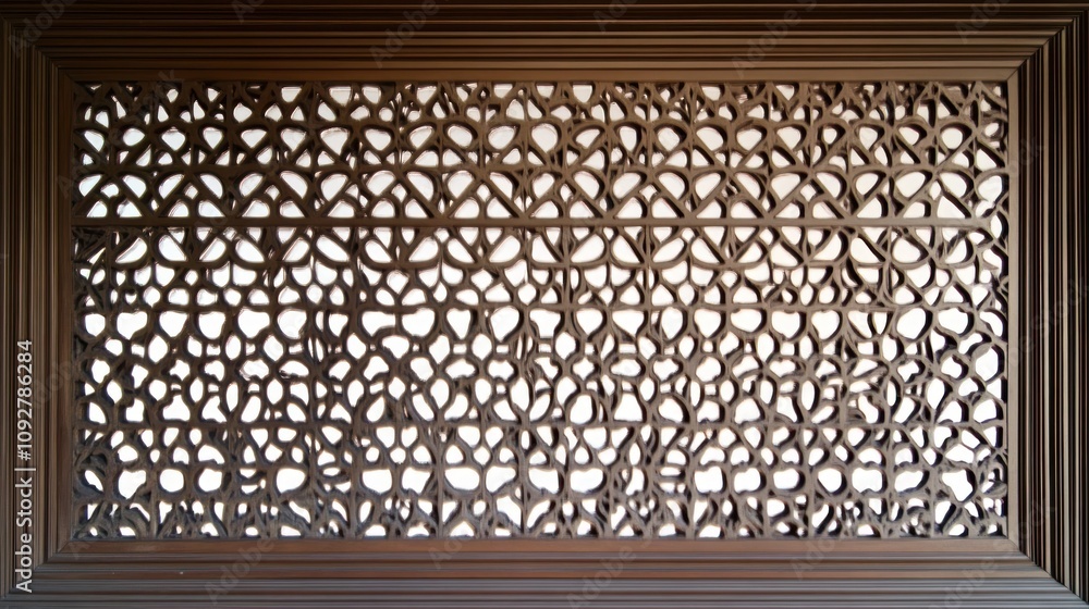 Poster decorative panel featuring intricate cut-out patterns in a rectangular frame.