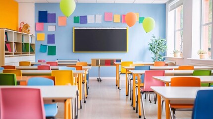 Colorful Classroom  Elementary School  Kids  Desk  Bright Furniture