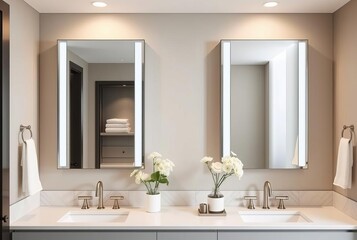 Use recessed medicine cabinets with mirror fronts to save space