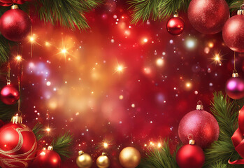 red christmas background with balls