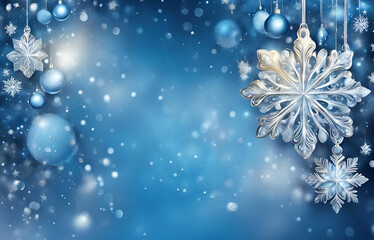 blue christmas background with snowflakes
