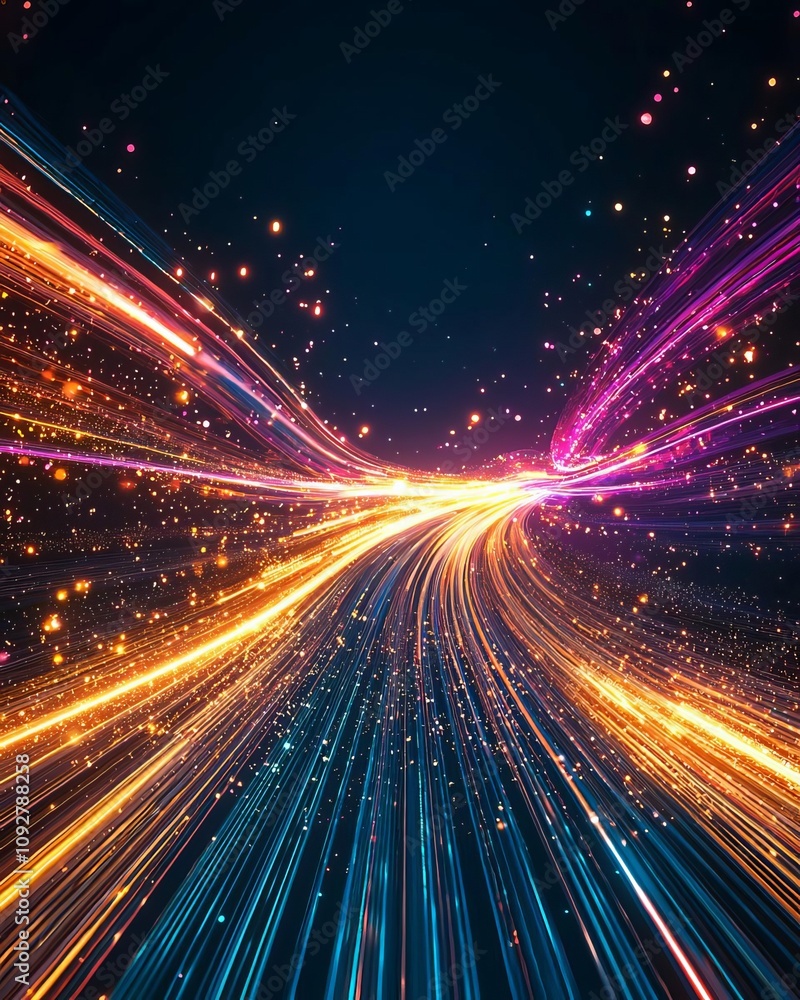 Aufkleber vibrant abstract light trails creating a sense of dynamic movement and energy.