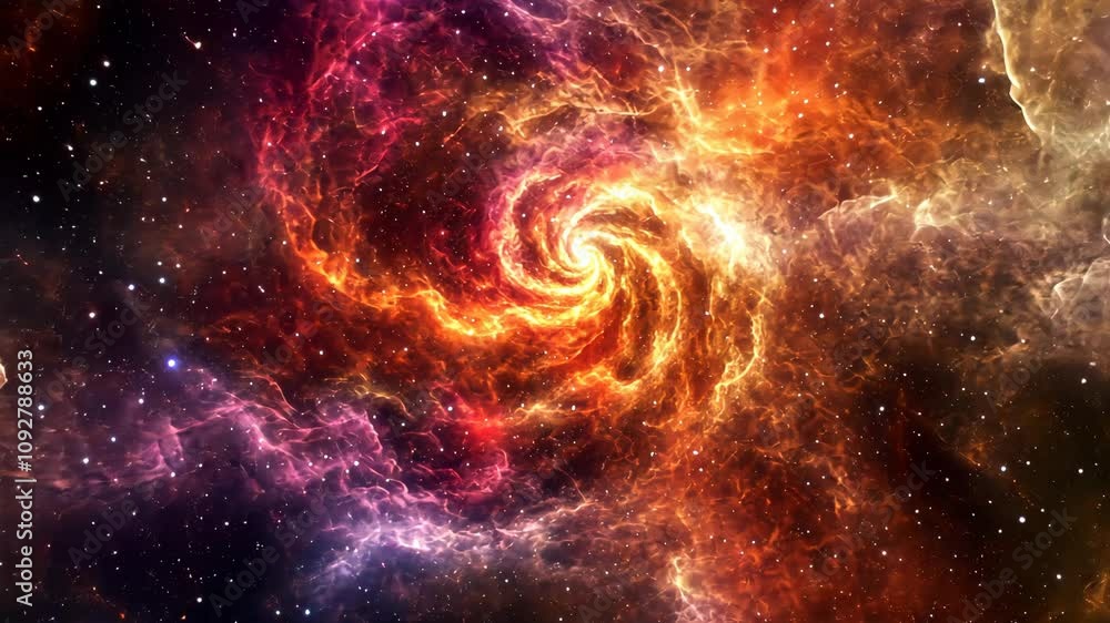 Poster stunning abstract space background featuring vibrant swirls of colorful nebula, cosmic clouds, and s