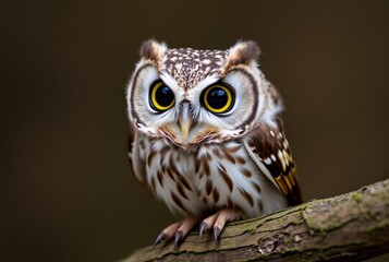 Fototapeta premium Cheerful Owl A small owl with big eyes