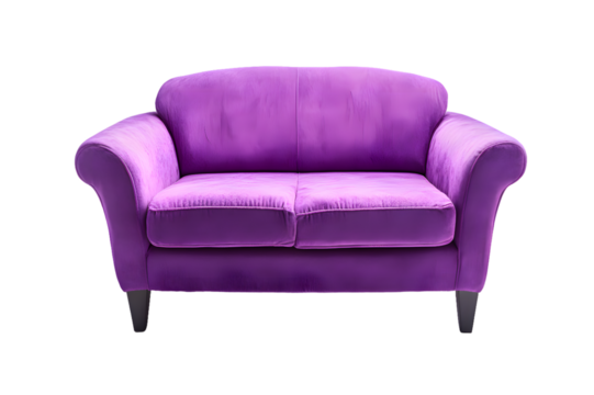 Modern purple sofa isolated on transparent background