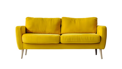 Fototapeta premium Modern yellow sofa isolated on transparent background