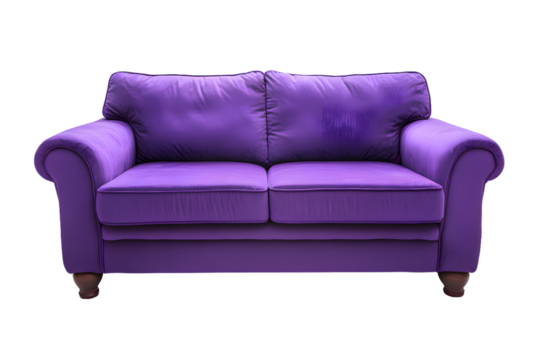 Modern purple sofa isolated on transparent background - Powered by Adobe