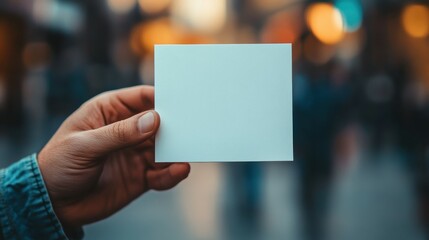 Flyer held by hand, partially obscured with blurred background