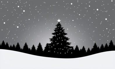 Vibrant christmas tree in snowy setting christmas tree silhouette Illustration 