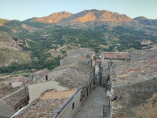 The village of Petralia Sottana in the Madonie Maountains, Sicily, Italy