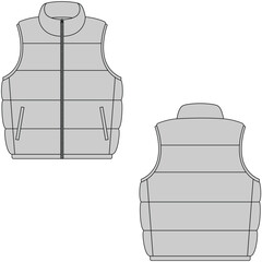 Puffer vest template design. Winter men and women coat. © Bayurey