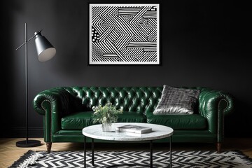Modern Art Deco Living Room with Stylish Furniture and Wall Art