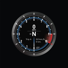 Gauge automobile 3d on dark background for decoration