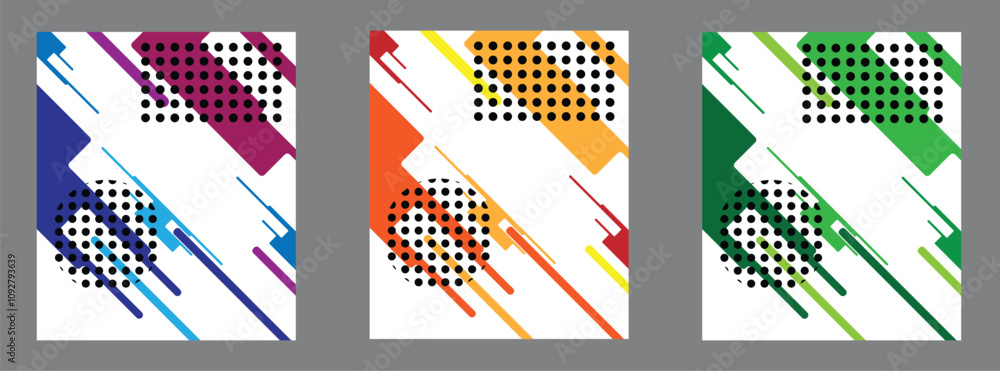 Poster Abstract Backgrounds with Different Geometric Shapes Different Colors Set. Background and texture for website design or brochure vector
